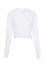 Bella + Canvas 8512 Womens Crop Long Sleeve Hooded Sweatshirt Hoodie Solid White Flat Front