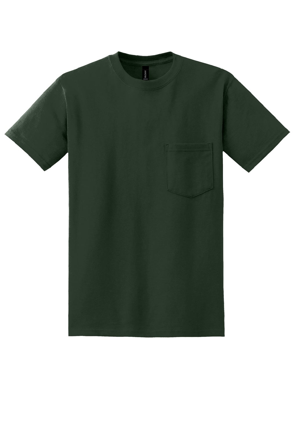 Gildan 8300 Mens DryBlend Moisture Wicking Short Sleeve Crewneck T-Shirt w/ Pocket Forest Green Flat Front