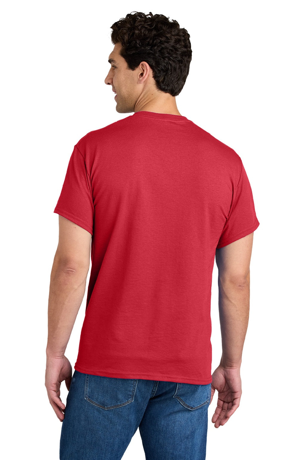 Gildan 8300 Mens DryBlend Moisture Wicking Short Sleeve Crewneck T-Shirt w/ Pocket Red Model Back