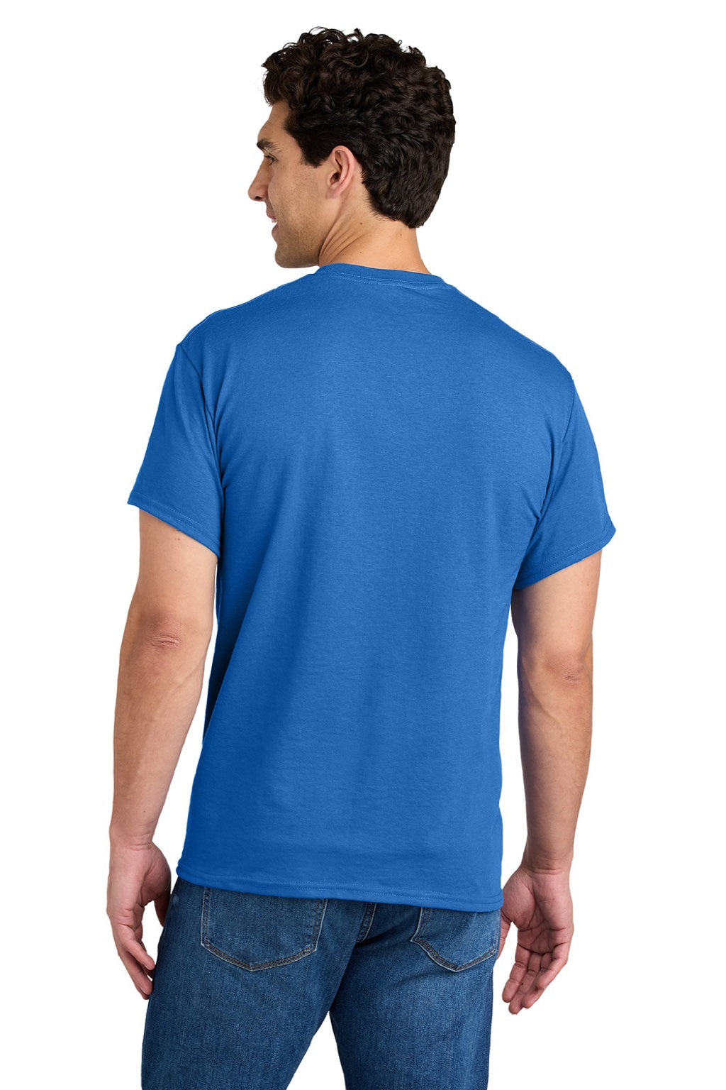 Gildan 8300 Mens DryBlend Moisture Wicking Short Sleeve Crewneck T-Shirt w/ Pocket Royal Blue Model Back