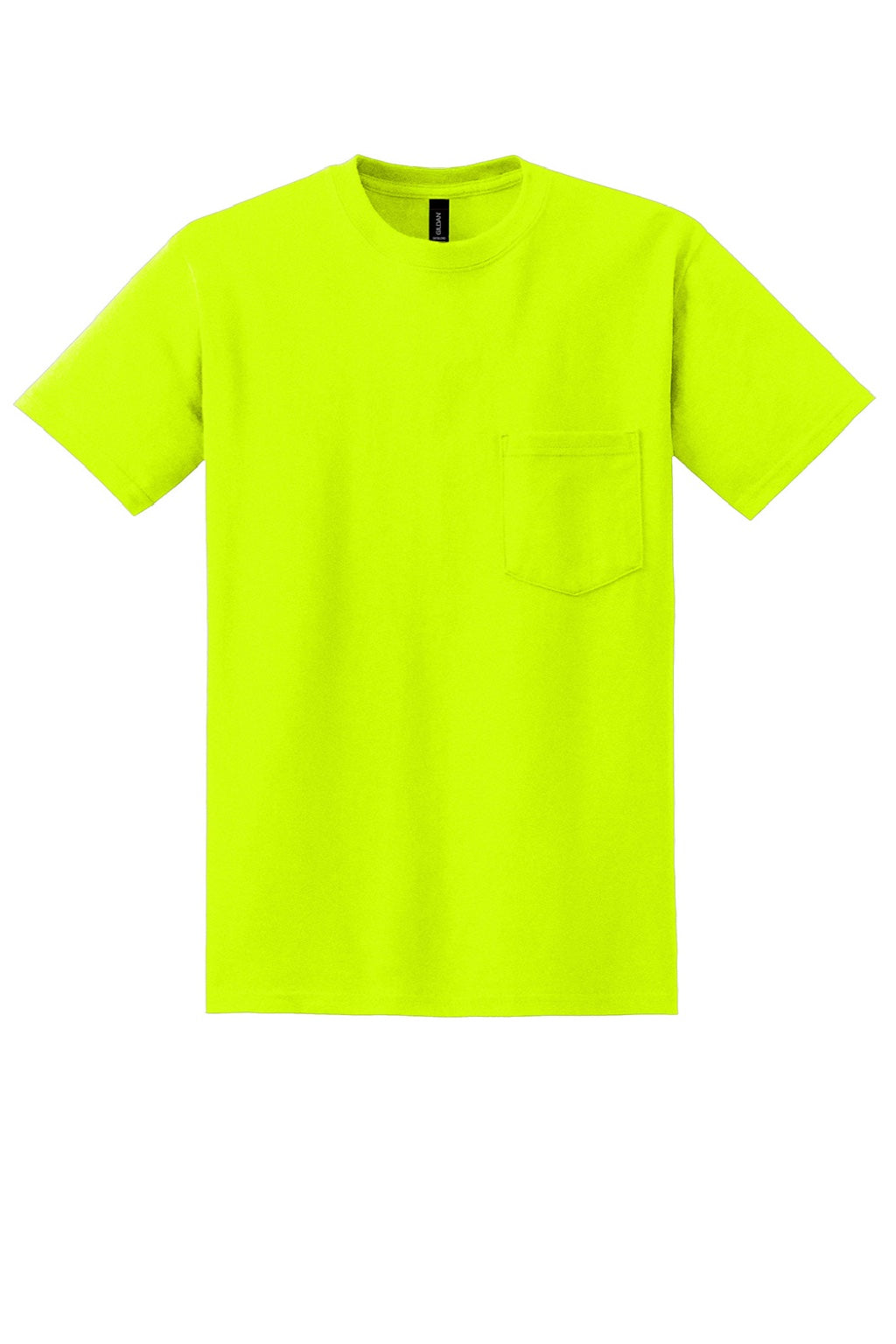 Gildan 8300 Mens DryBlend Moisture Wicking Short Sleeve Crewneck T-Shirt w/ Pocket Safety Green Flat Front