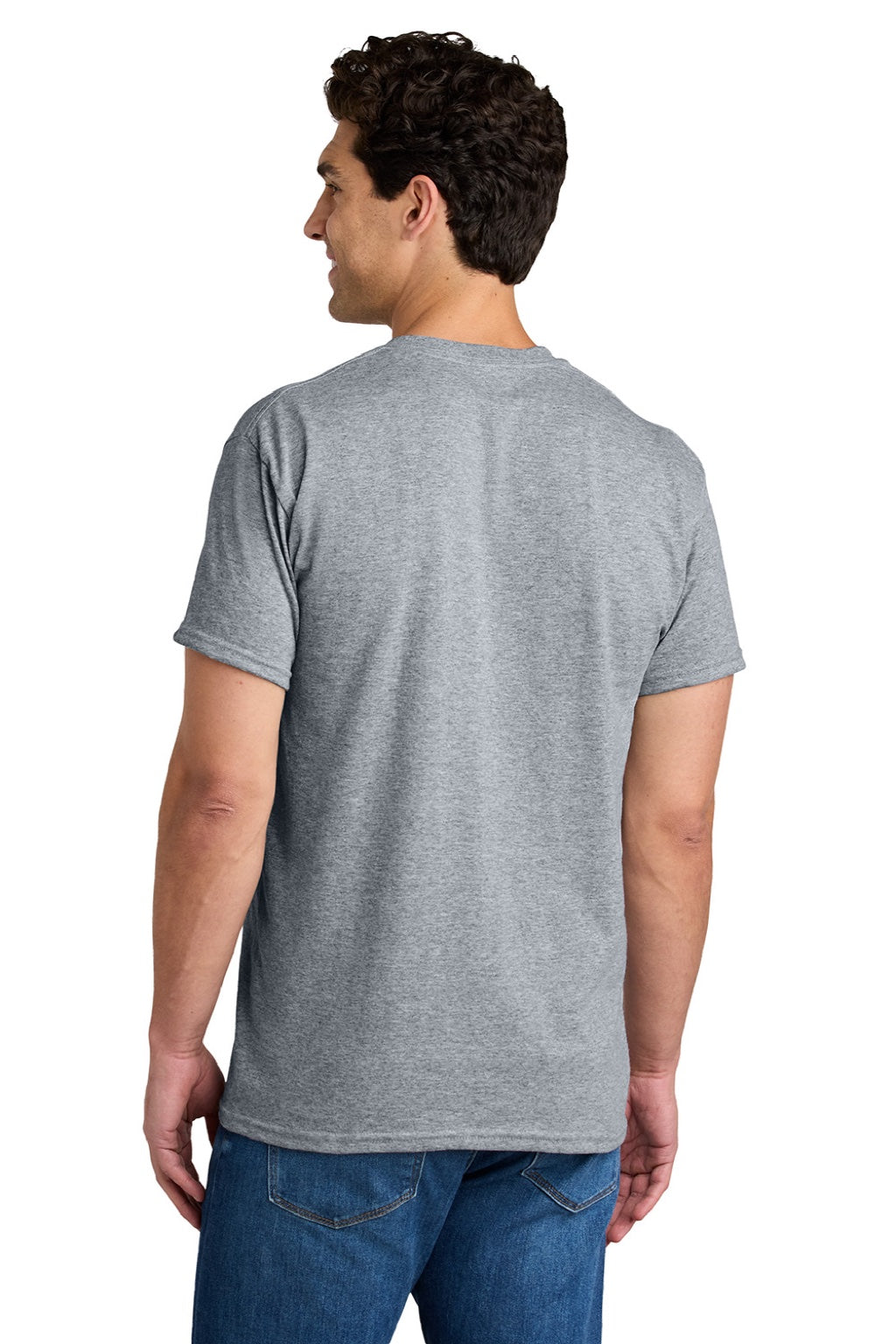 Gildan 8300 Mens DryBlend Moisture Wicking Short Sleeve Crewneck T-Shirt w/ Pocket Sport Grey Model Back