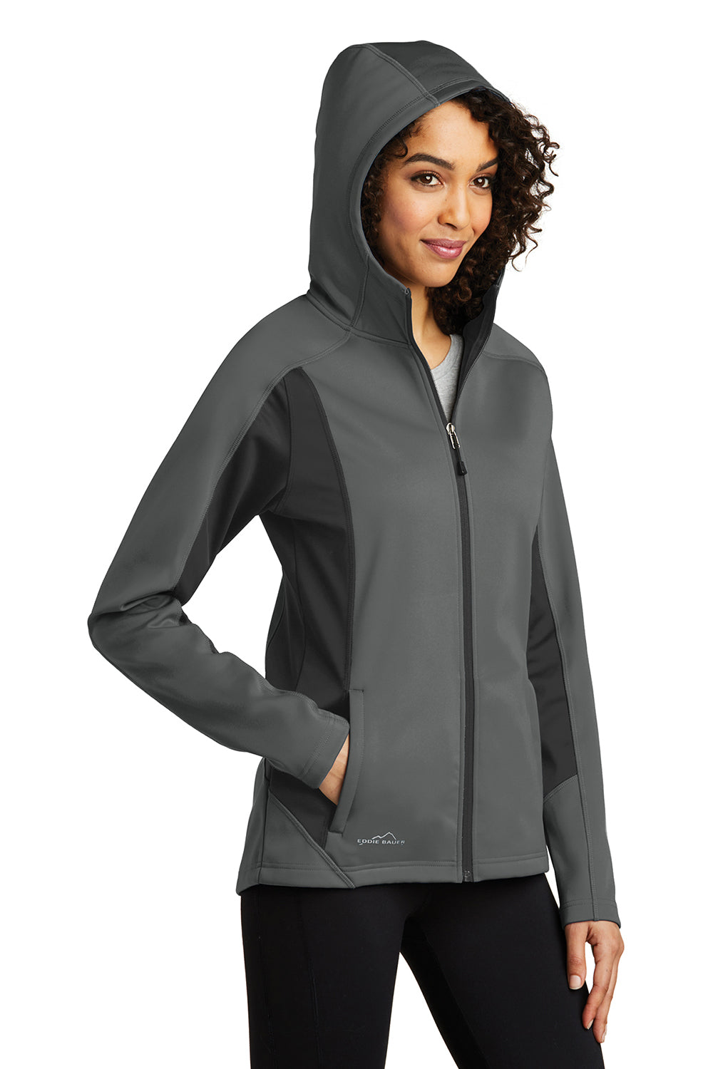 Eddie Bauer EB543 Womens Trail Water Resistant Full Zip Hooded Jacket Metal Grey Model 3Q