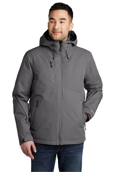 Eddie Bauer EB556 Mens WeatherEdge Plus 3-in-1 Waterproof Full Zip Hooded Jacket Metal Grey Model Front