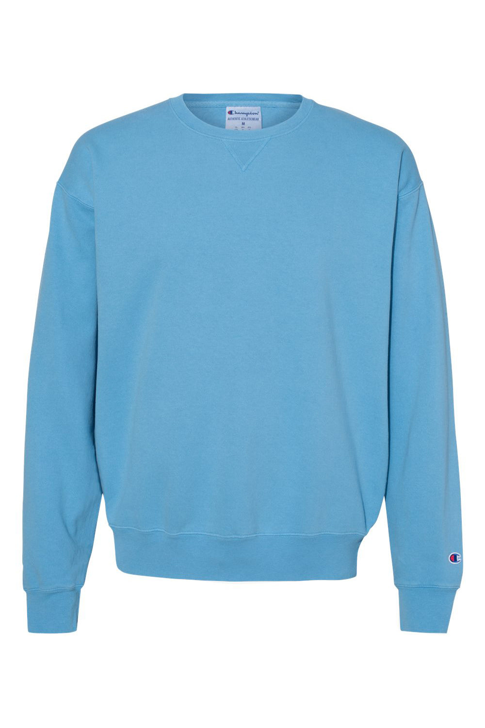 Champion CD400 Mens Garment Dyed Crewneck Sweatshirt Delicate Blue Flat Front