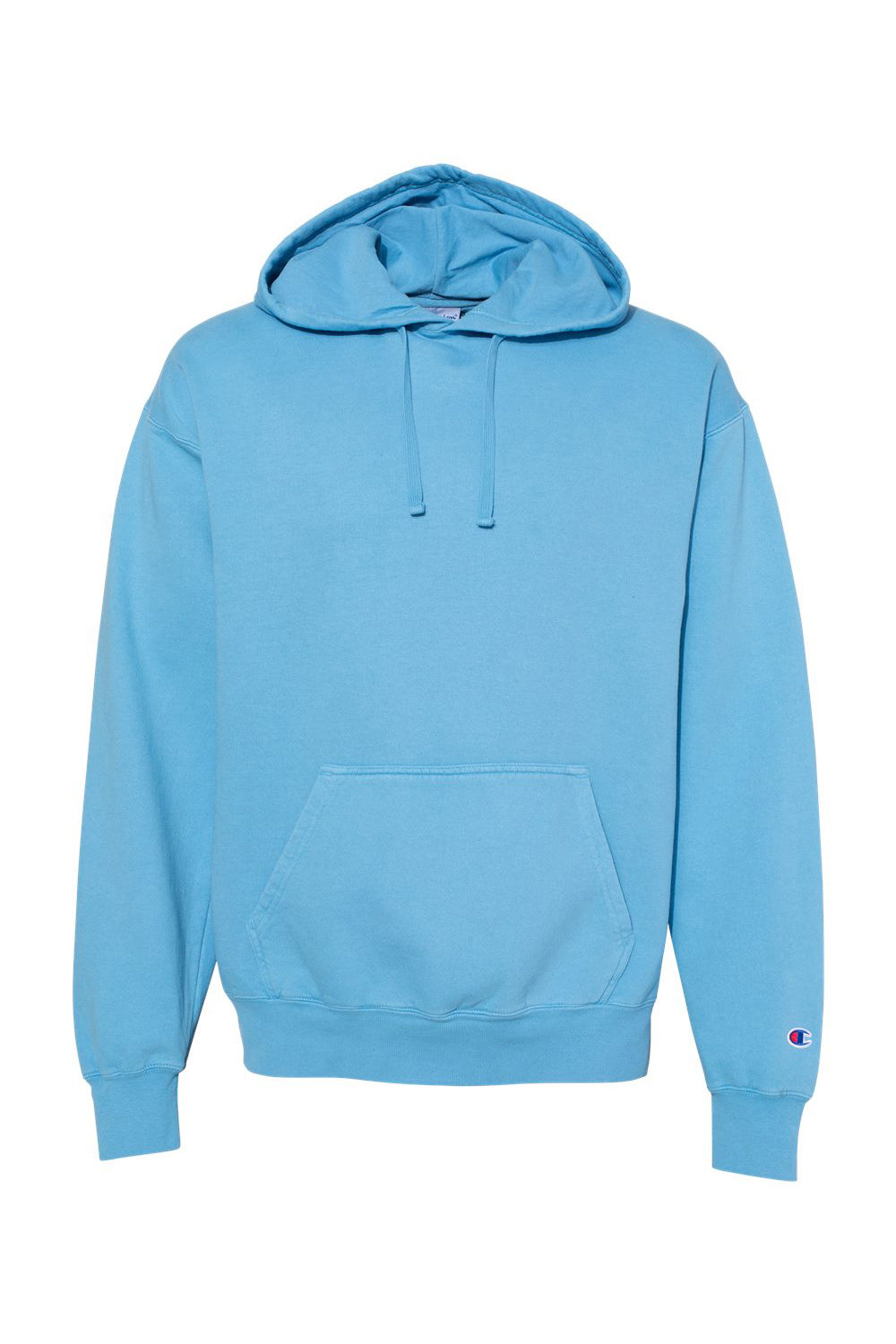 Champion CD450 Mens Garment Dyed Hooded Sweatshirt Hoodie Delicate Blue Flat Front