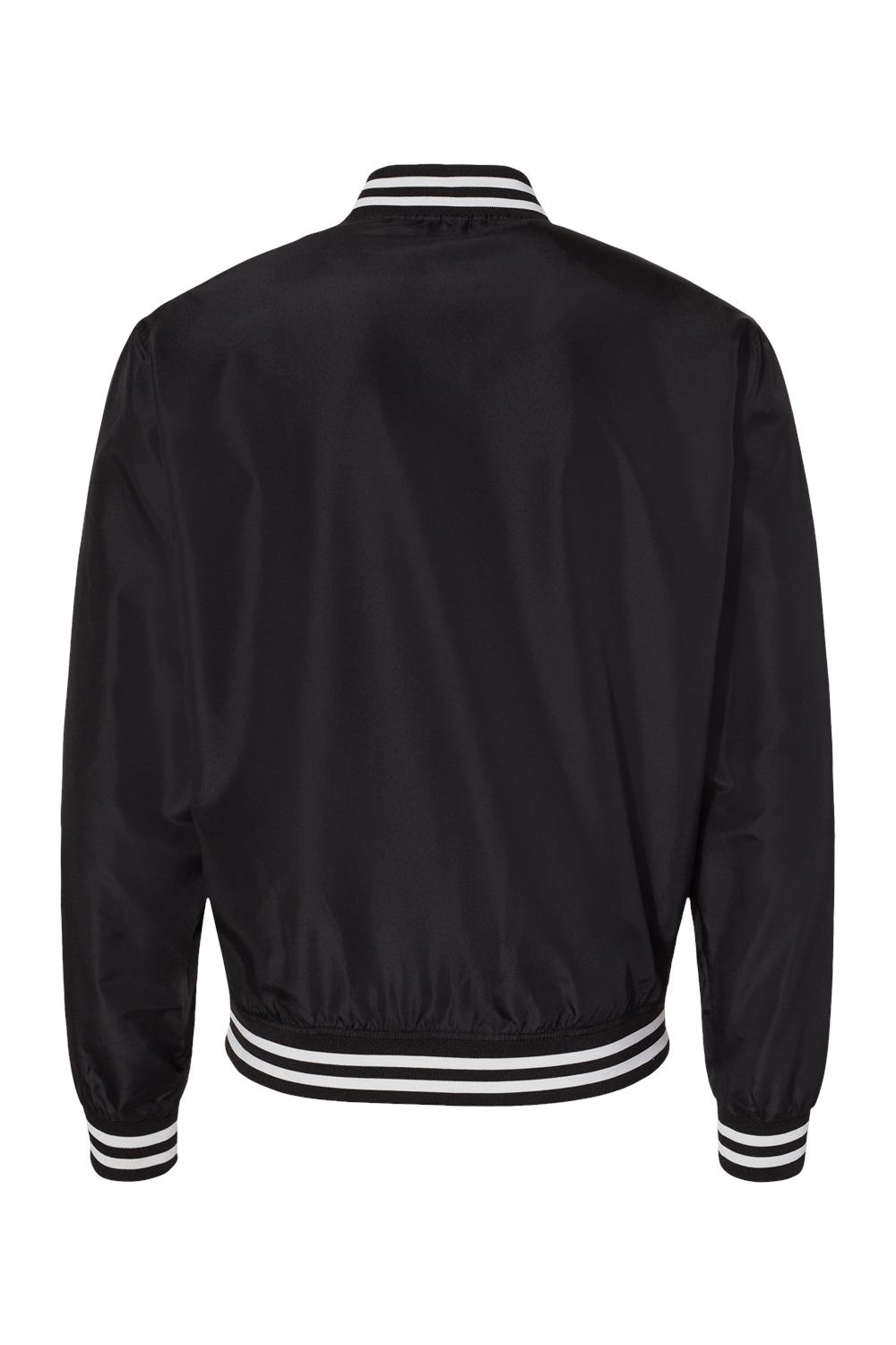 Independent Trading Company EXP52BMR Mens Water Resistant Full Zip Bomber Jacket Black/White Flat Back