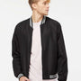 Independent Trading Co. Mens Water Resistant Full Zip Bomber Jacket - Black/White - NEW