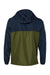 Independent Trading Co. EXP54LWZ Mens Full Zip Windbreaker Hooded Jacket Classic Navy Blue/Army Green Flat Back