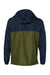 Independent Trading Company EXP54LWZ Mens Water Resistant Full Zip Windbreaker Hooded Jacket Classic Navy Blue/Army Green Flat Back