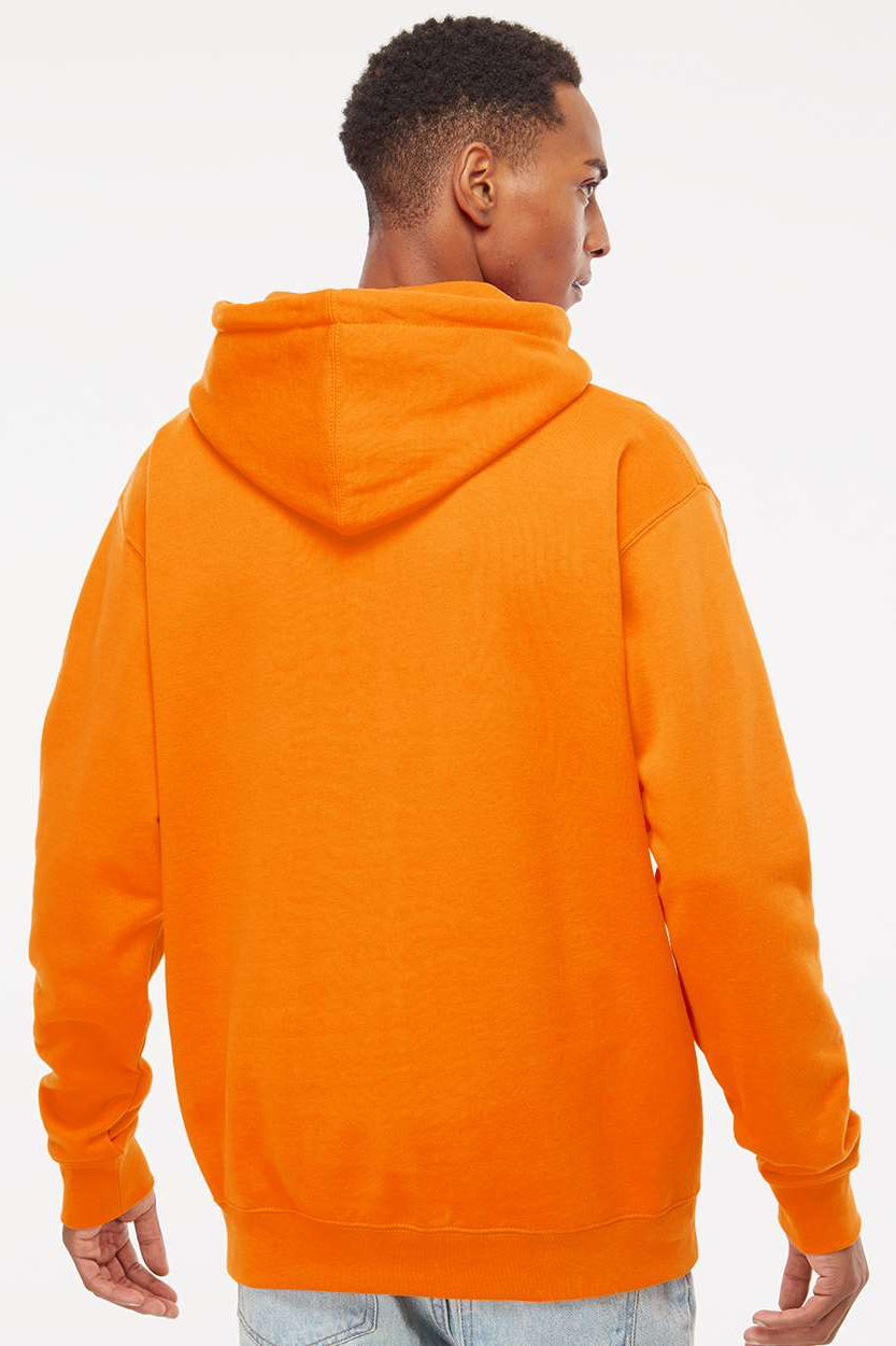 Independent Trading Company IND4000 Mens Hooded Sweatshirt Hoodie w/ Pouch Pocket Safety Orange Model Back