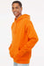 Independent Trading Company IND4000 Mens Hooded Sweatshirt Hoodie w/ Pouch Pocket Safety Orange Model Side