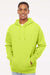 Independent Trading Company IND4000 Mens Hooded Sweatshirt Hoodie w/ Pouch Pocket Safety Yellow Model Front