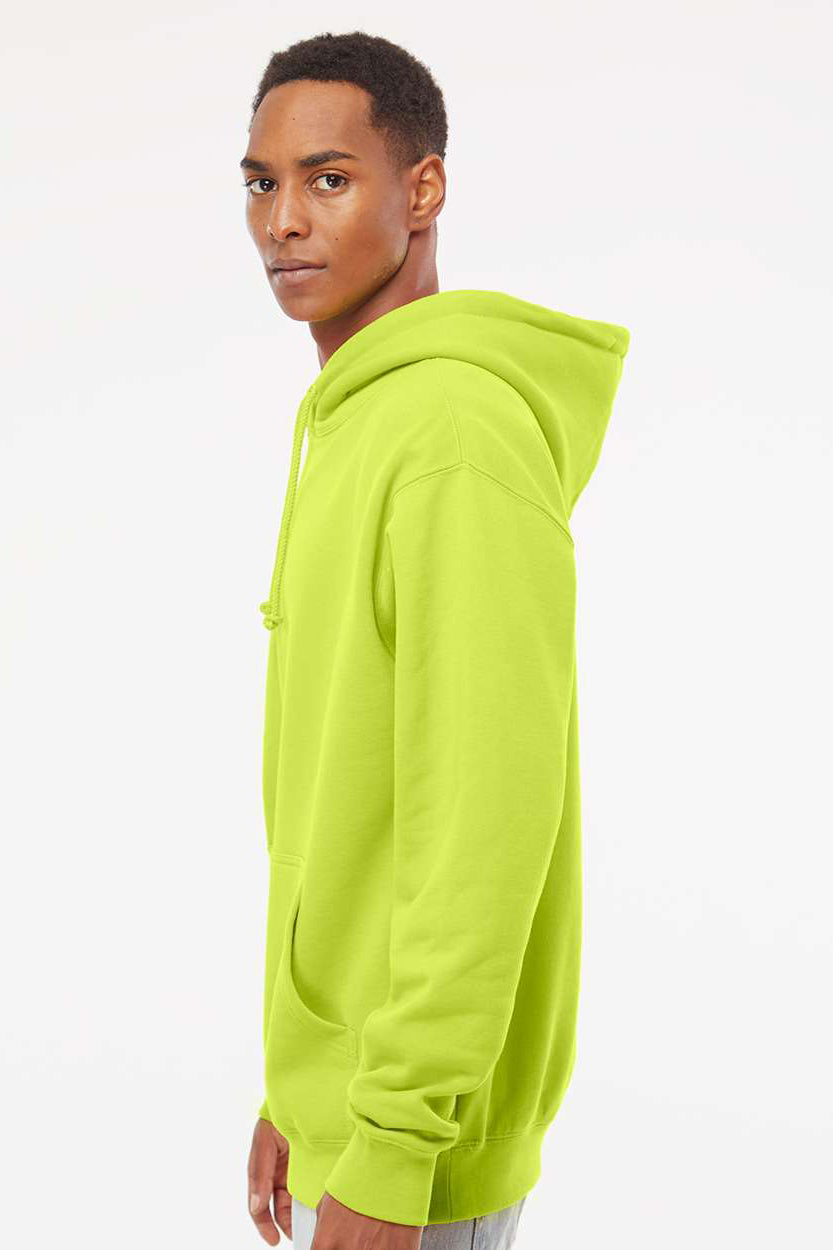 Independent Trading Company IND4000 Mens Hooded Sweatshirt Hoodie w/ Pouch Pocket Safety Yellow Model Side