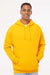Independent Trading Company IND4000 Mens Hooded Sweatshirt Hoodie w/ Pouch Pocket Gold Model Front