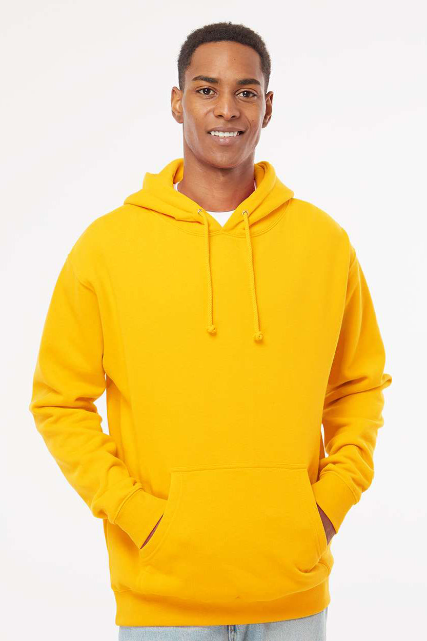Independent Trading Company IND4000 Mens Hooded Sweatshirt Hoodie w/ Pouch Pocket Gold Model Front