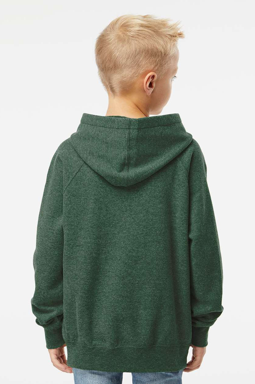 Independent Trading Company PRM15YSB Youth Special Blend Raglan Hooded Sweatshirt Hoodie w/ Pouch Pocket Moss Green Model Back
