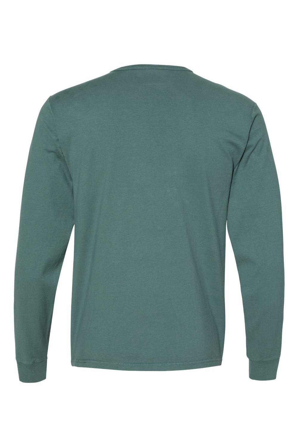 Champion CD200 Mens Garment Dyed Long Sleeve Crewneck T-Shirt Cactus Green Flat Back