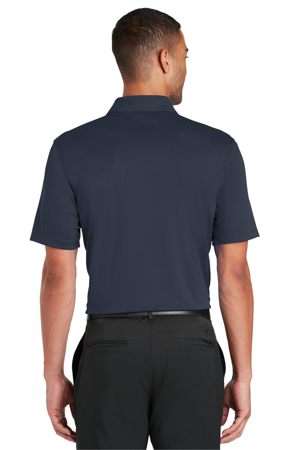 Nike 838956 Mens Players Dri-Fit Moisture Wicking Short Sleeve Polo Shirt Navy Blue Model Back
