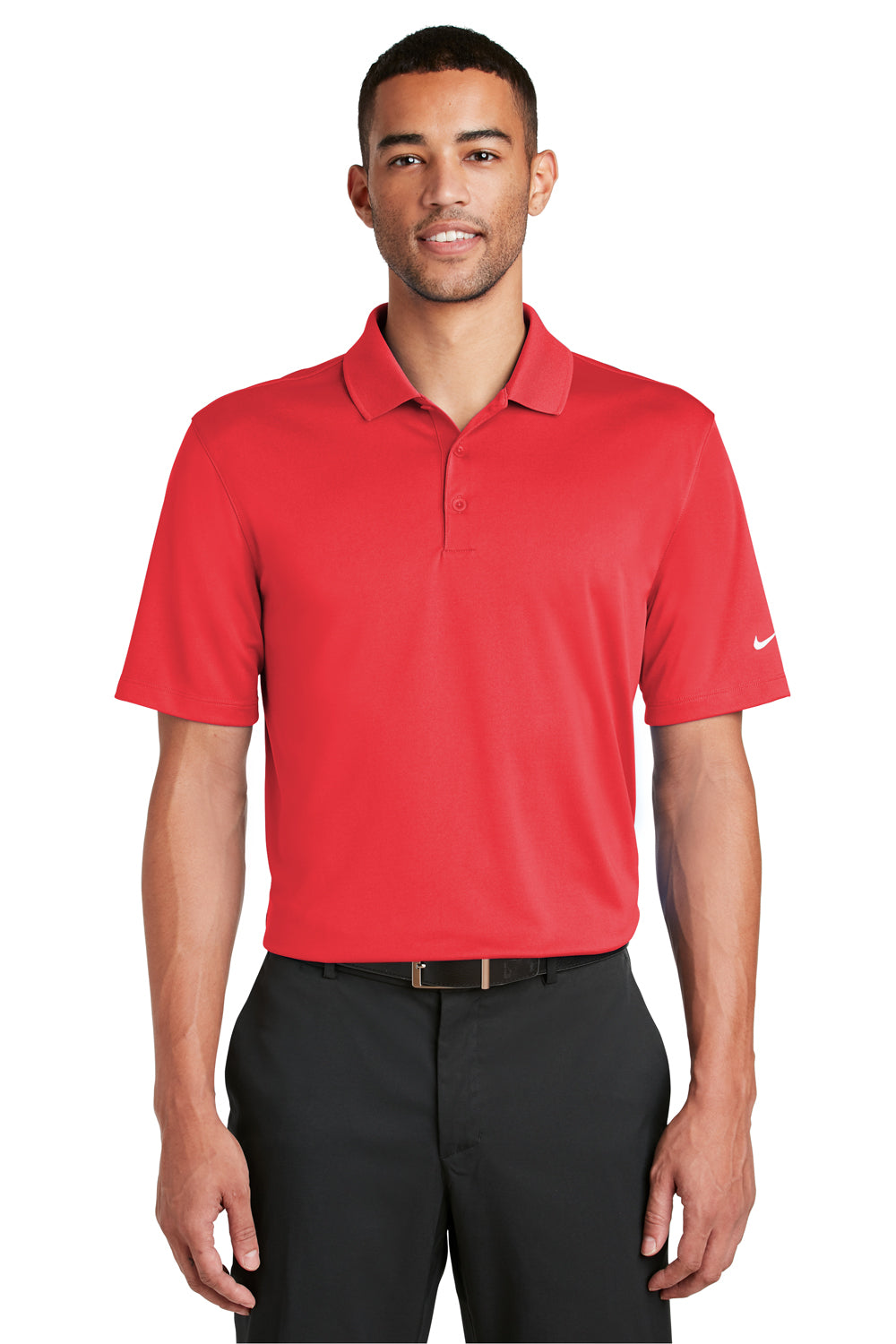 Nike 838956 Mens Players Dri-Fit Moisture Wicking Short Sleeve Polo Shirt University Red Model Front