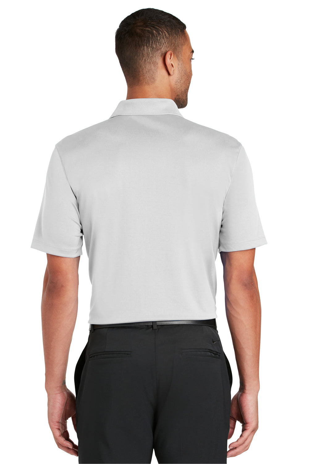 Nike 838956 Mens Players Dri-Fit Moisture Wicking Short Sleeve Polo Shirt White Model Back