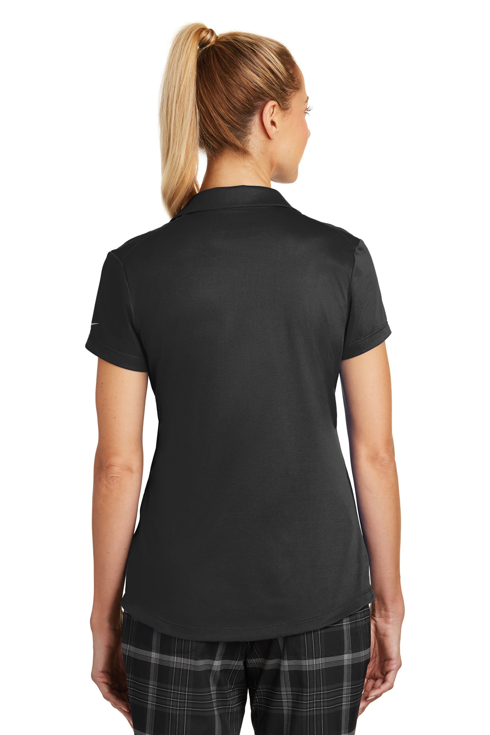 Nike 838957 Womens Legacy Dri-Fit Moisture Wicking Short Sleeve Polo Shirt Black Model Back