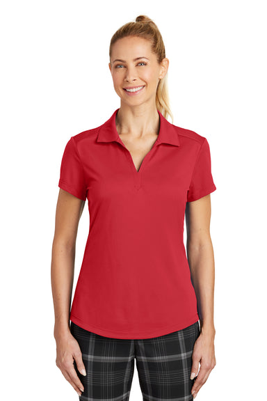 Nike 838957 Womens Legacy Dri-Fit Moisture Wicking Short Sleeve Polo Shirt Gym Red Model Front