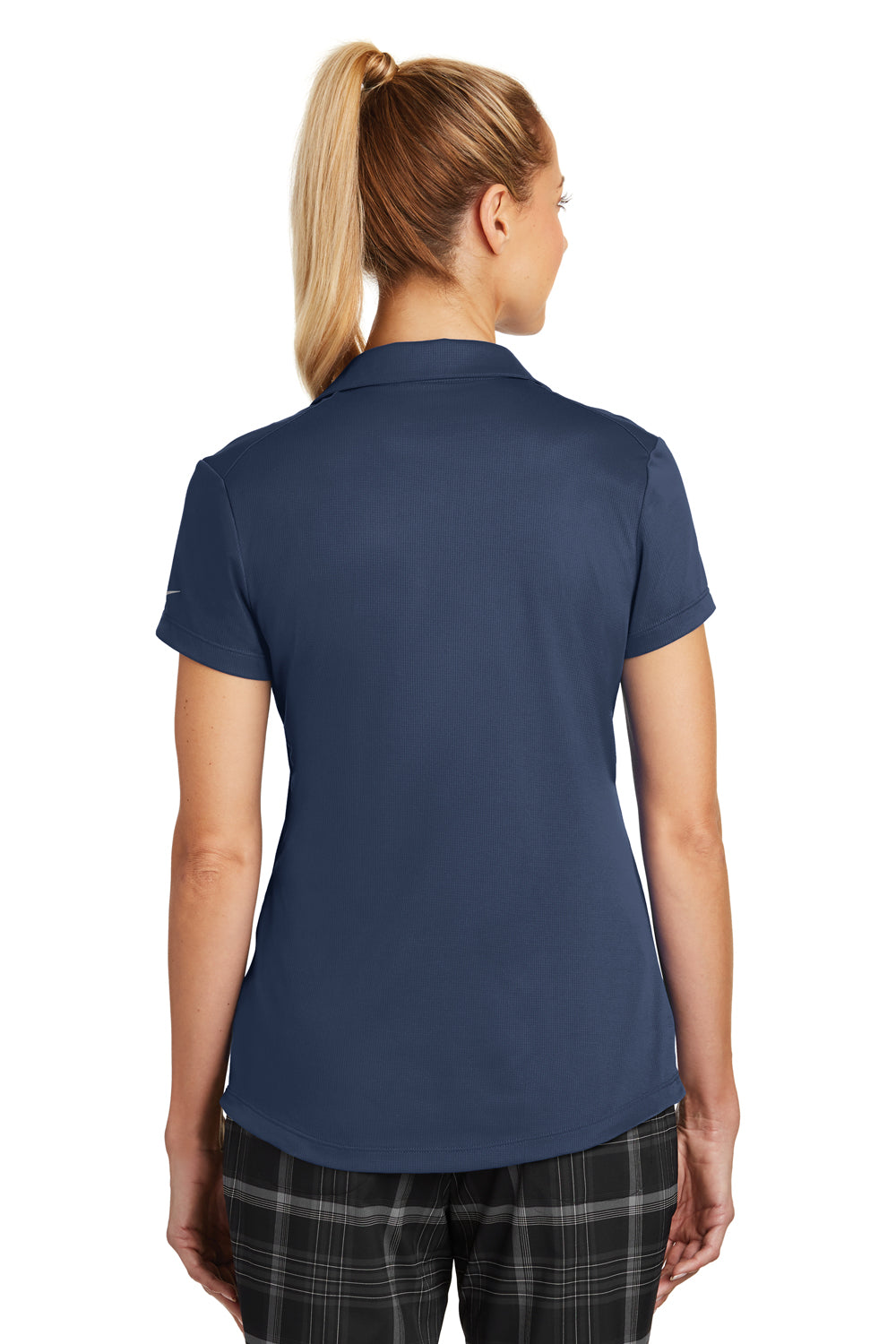 Nike 838957 Womens Legacy Dri-Fit Moisture Wicking Short Sleeve Polo Shirt Midnight Navy Blue Model Back