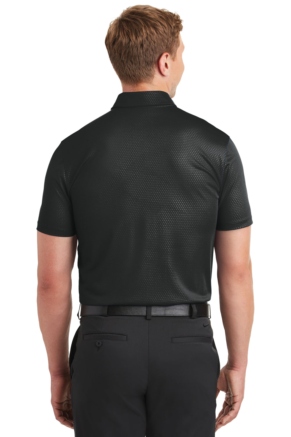 Nike 838964 Mens Dri-Fit Moisture Wicking Short Sleeve Polo Shirt Black Model Back