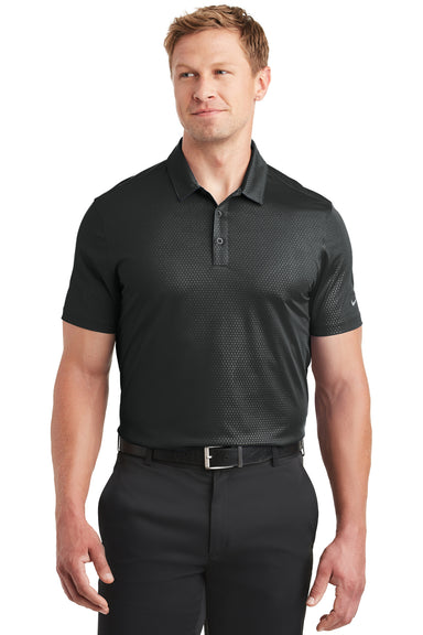 Nike 838964 Mens Dri-Fit Moisture Wicking Short Sleeve Polo Shirt Black Model Front