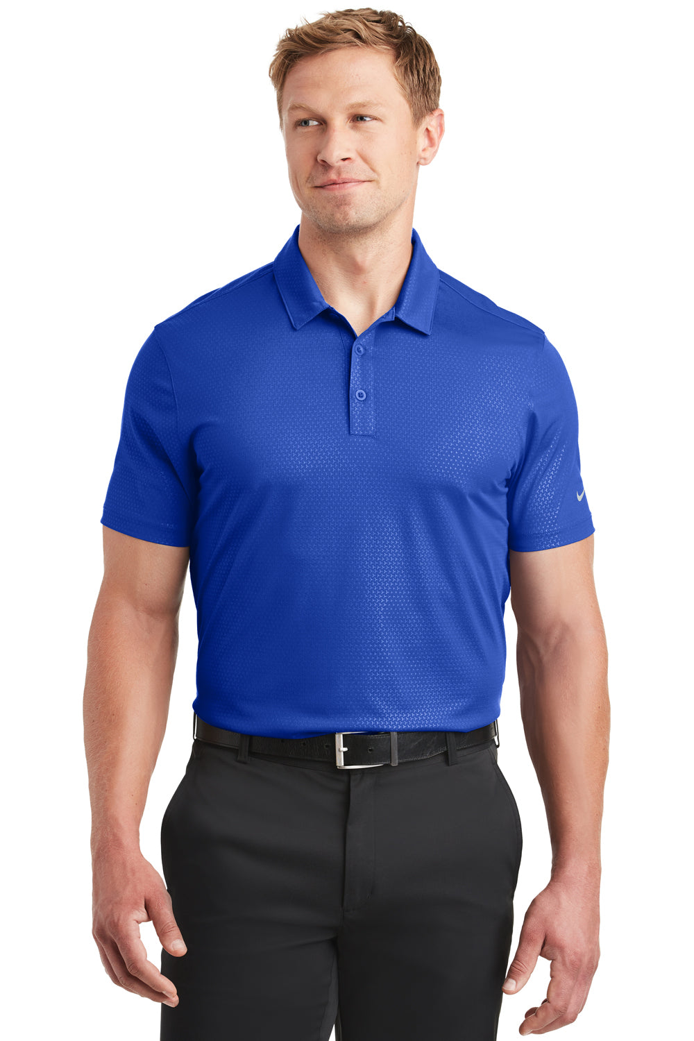 Nike 838964 Mens Dri-Fit Moisture Wicking Short Sleeve Polo Shirt Old Royal Blue Model Front