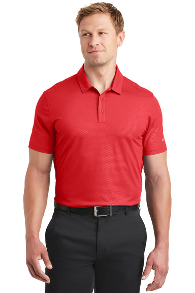 Nike 838964 Mens Dri-Fit Moisture Wicking Short Sleeve Polo Shirt University Red Model Front