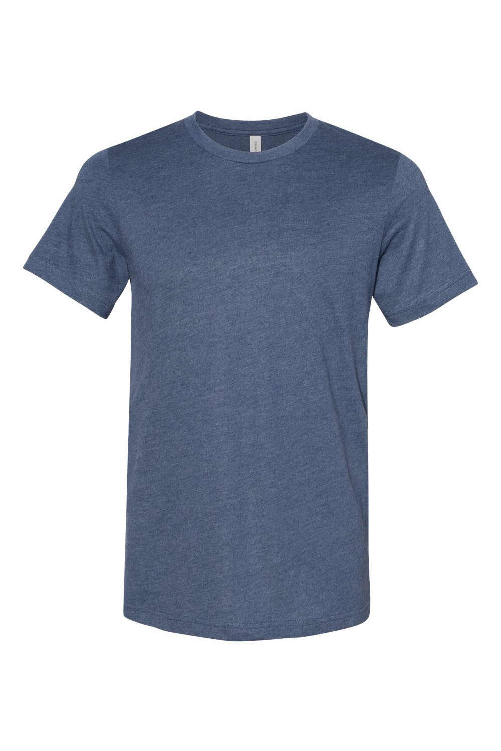 Bella + Canvas BC3301/3301C/3301 Mens Jersey Short Sleeve Crewneck T-Shirt Heather Navy Blue Flat Front