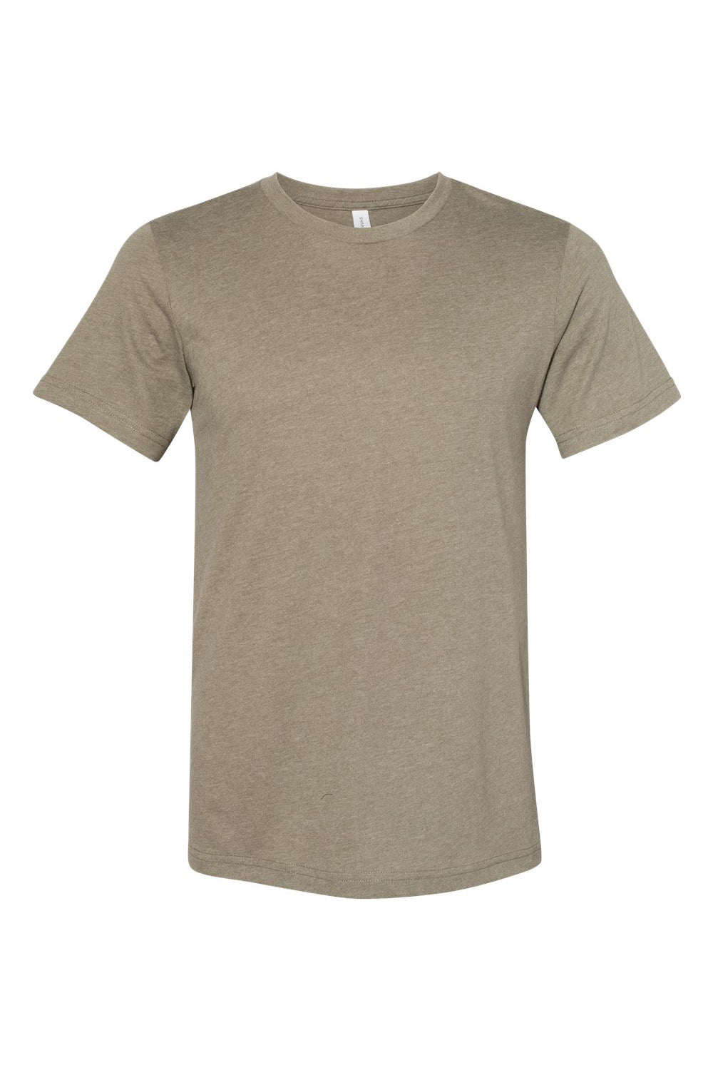 Bella + Canvas BC3301/3301C/3301 Mens Jersey Short Sleeve Crewneck T-Shirt Heather Olive Green Flat Front