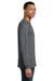Gildan 8400 Mens DryBlend Moisture Wicking Long Sleeve Crewneck T-Shirt Heather Dark Grey Model Side