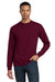 Gildan 8400 Mens DryBlend Moisture Wicking Long Sleeve Crewneck T-Shirt Maroon Model Front