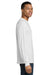 Gildan 8400 Mens DryBlend Moisture Wicking Long Sleeve Crewneck T-Shirt White Model Side