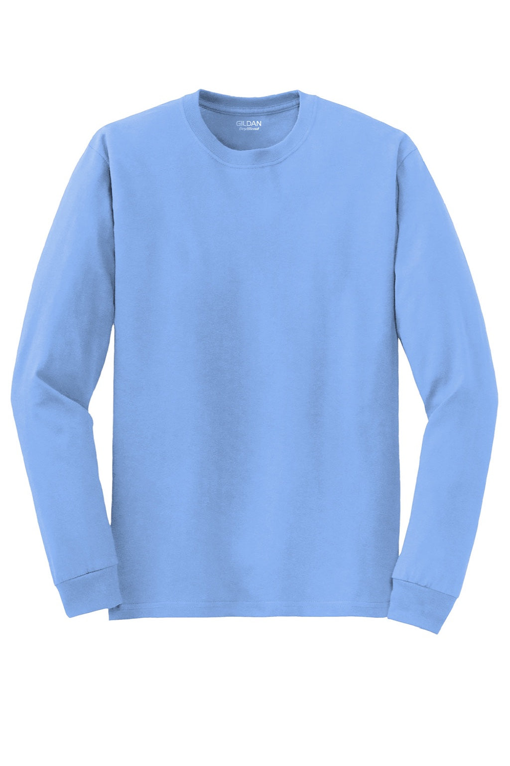 Gildan 8400 Mens DryBlend Moisture Wicking Long Sleeve Crewneck T-Shirt Carolina Blue Flat Front