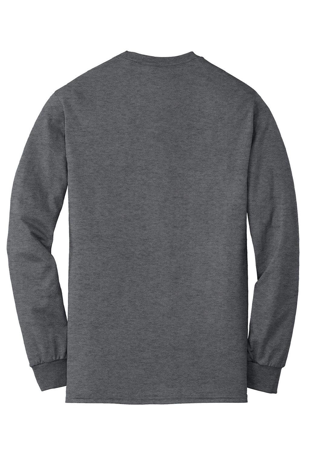 Gildan 8400 Mens DryBlend Moisture Wicking Long Sleeve Crewneck T-Shirt Heather Dark Grey Flat Back