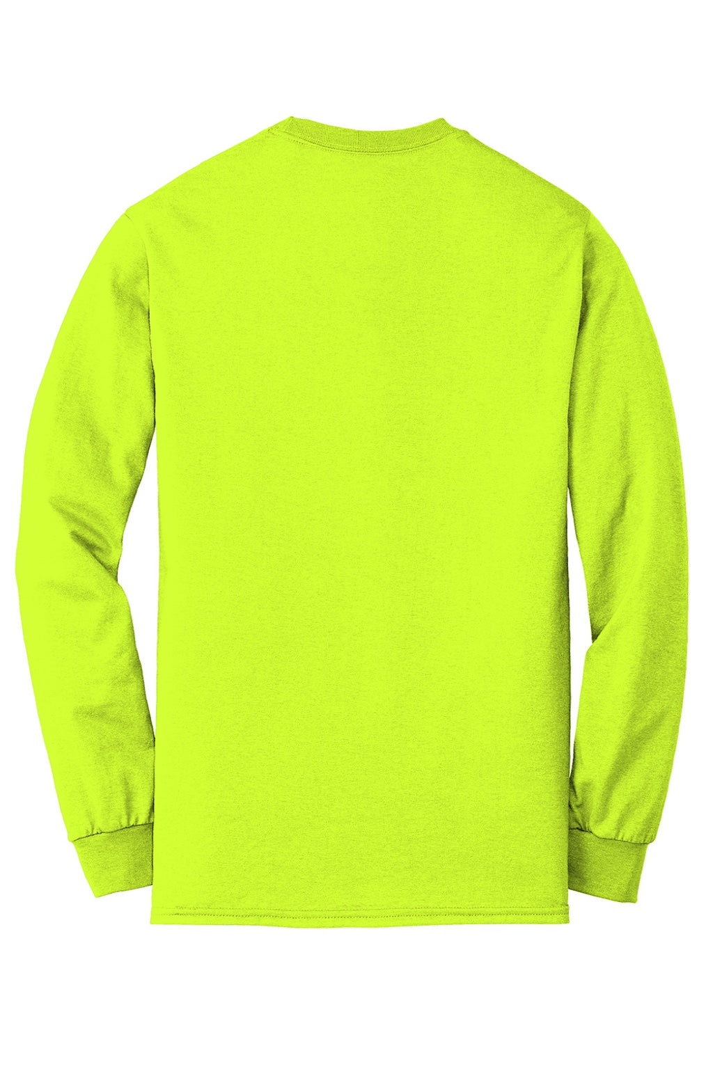 Gildan 8400 Mens DryBlend Moisture Wicking Long Sleeve Crewneck T-Shirt Safety Green Flat Back