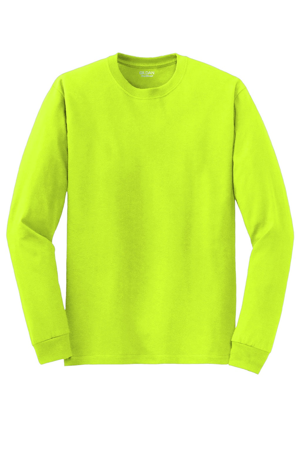 Gildan 8400 Mens DryBlend Moisture Wicking Long Sleeve Crewneck T-Shirt Safety Green Flat Front