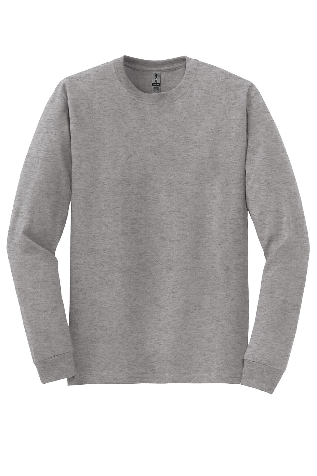Gildan 8400 Mens DryBlend Moisture Wicking Long Sleeve Crewneck T-Shirt Sport Grey Flat Front