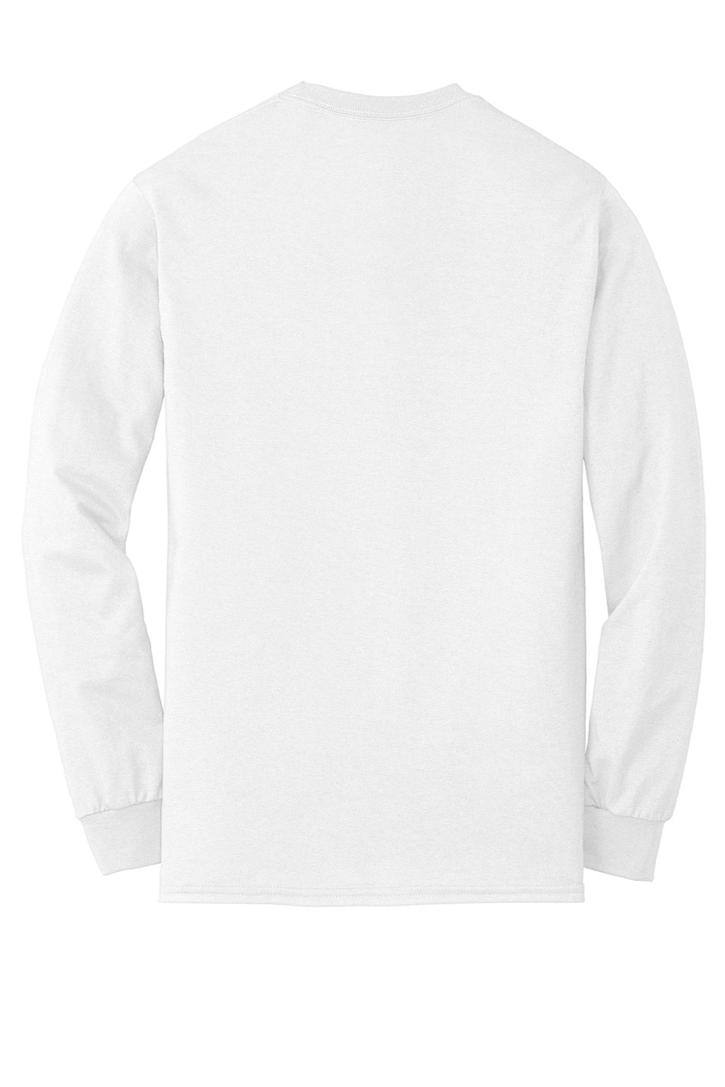 Gildan 8400 Mens DryBlend Moisture Wicking Long Sleeve Crewneck T-Shirt White Flat Back