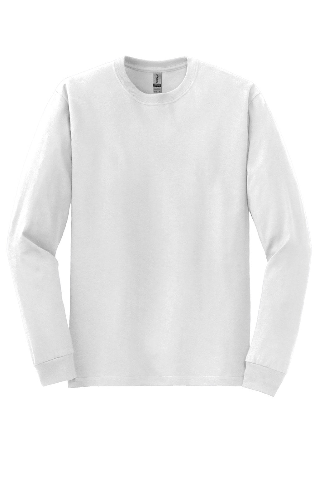 Gildan 8400 Mens DryBlend Moisture Wicking Long Sleeve Crewneck T-Shirt White Flat Front