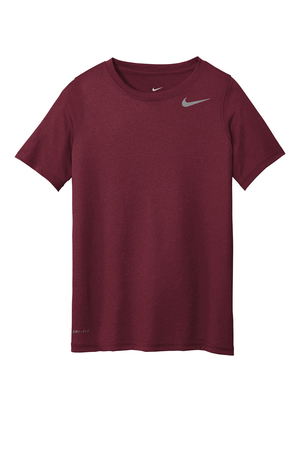 Nike 840178 Youth Legend Dri-Fit Moisture Wicking Short Sleeve Crewneck T-Shirt Deep Maroon Flat Front