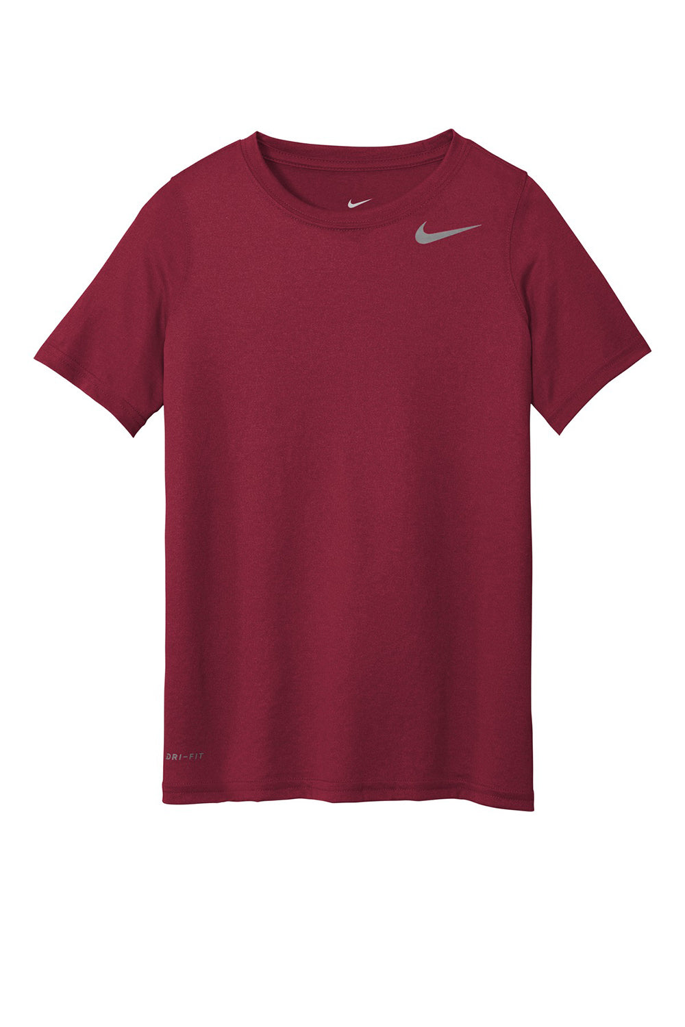 Nike 840178 Youth Legend Dri-Fit Moisture Wicking Short Sleeve Crewneck T-Shirt Team Maroon Flat Front