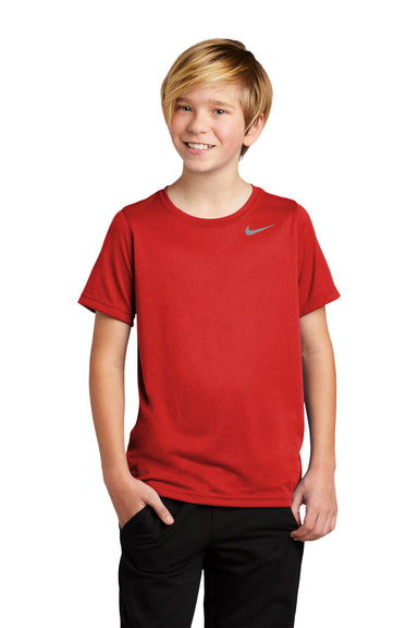 Nike 840178 Youth Legend Dri-Fit Moisture Wicking Short Sleeve Crewneck T-Shirt University Red Model Front