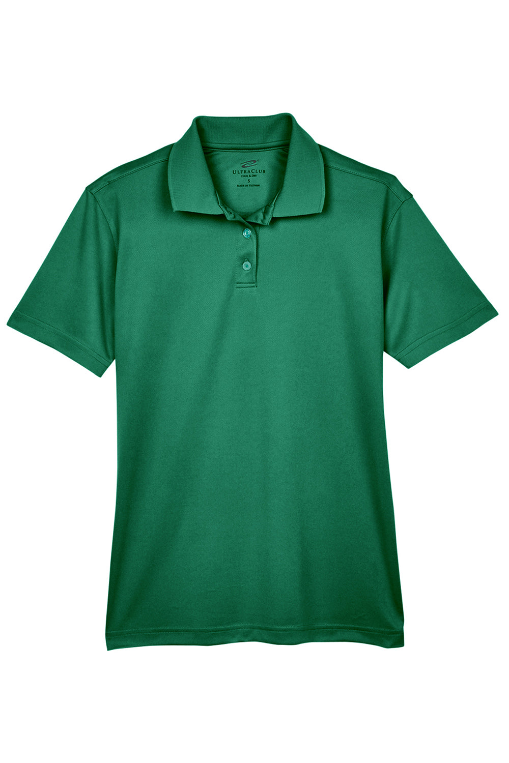 UltraClub 8404 Womens Cool & Dry Moisture Wicking Short Sleeve Polo Shirt Forest Green Flat Front