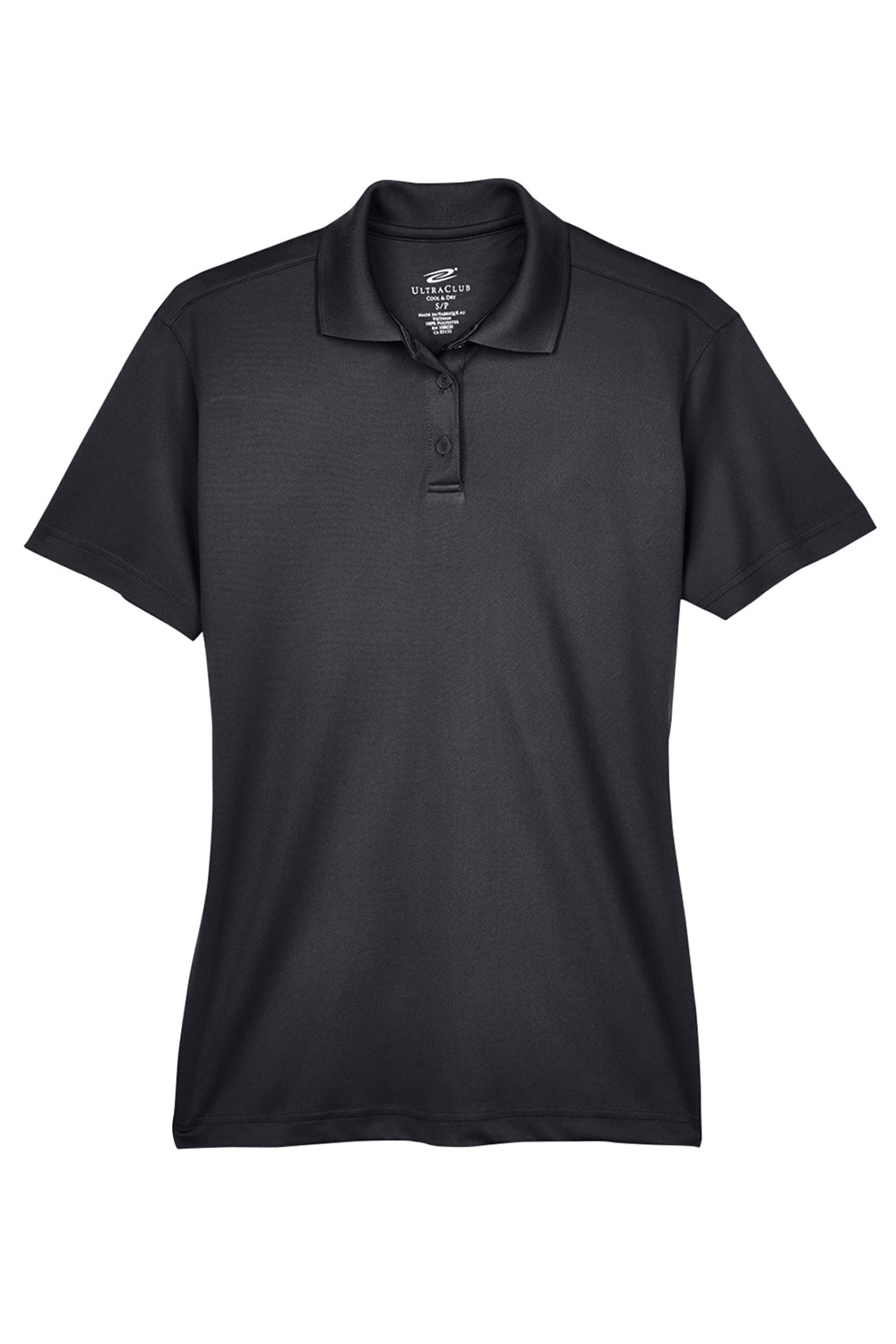 UltraClub 8404 Womens Cool & Dry Moisture Wicking Short Sleeve Polo Shirt Black Flat Front