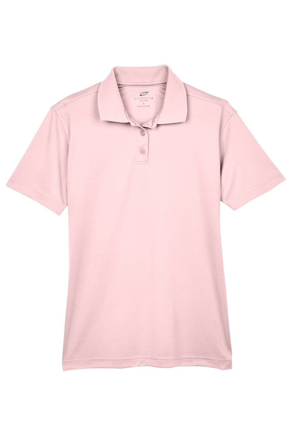 UltraClub 8404 Womens Cool & Dry Moisture Wicking Short Sleeve Polo Shirt Pink Flat Front